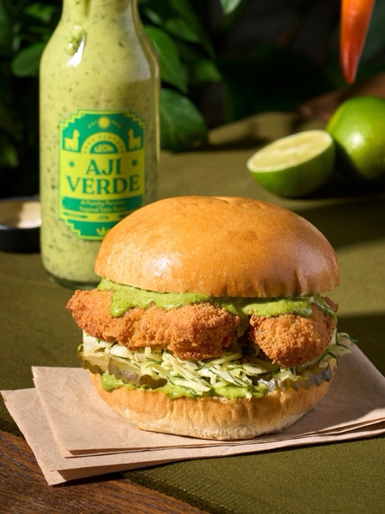 Aji Verde Crispy Chicken Burger from the LEON menu