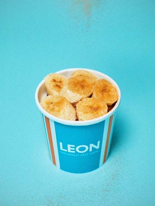 Banana and Cinnamon Porridge with Activated Almond M*lk from the LEON menu