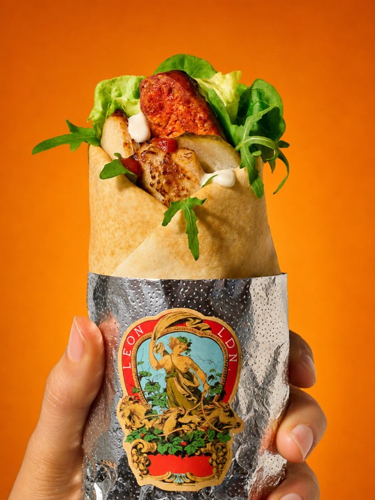 Chicken & Chorizo Club Wrap from the LEON menu
