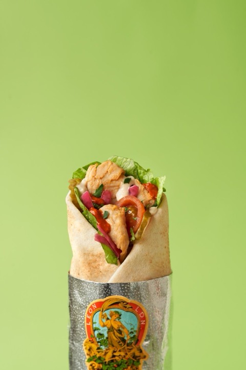 Vegan Harissa Chick'n Wrap from the LEON menu