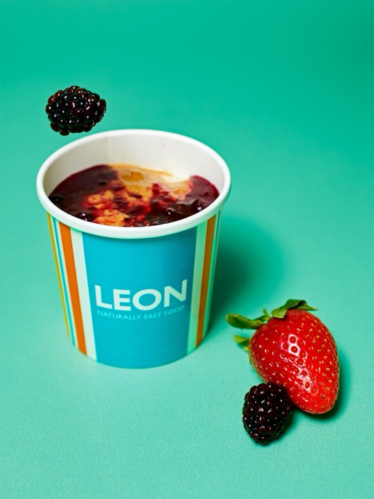 Ruby Red Porridge with Activated Almond Milk from the LEON menu
